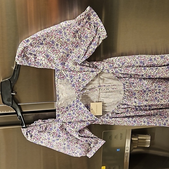 💕FAVORITE DAUGHTER💕 The Mirka Dress ~ Organic Cotton Purple Floral Print 8 NWT - Picture 10 of 14